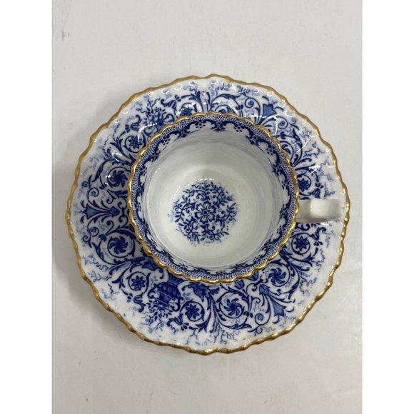 Sabrina Coalport England R298063 Blue Floral Design Bat Wing Handle Teacup Vtg - Picture 2 of 10